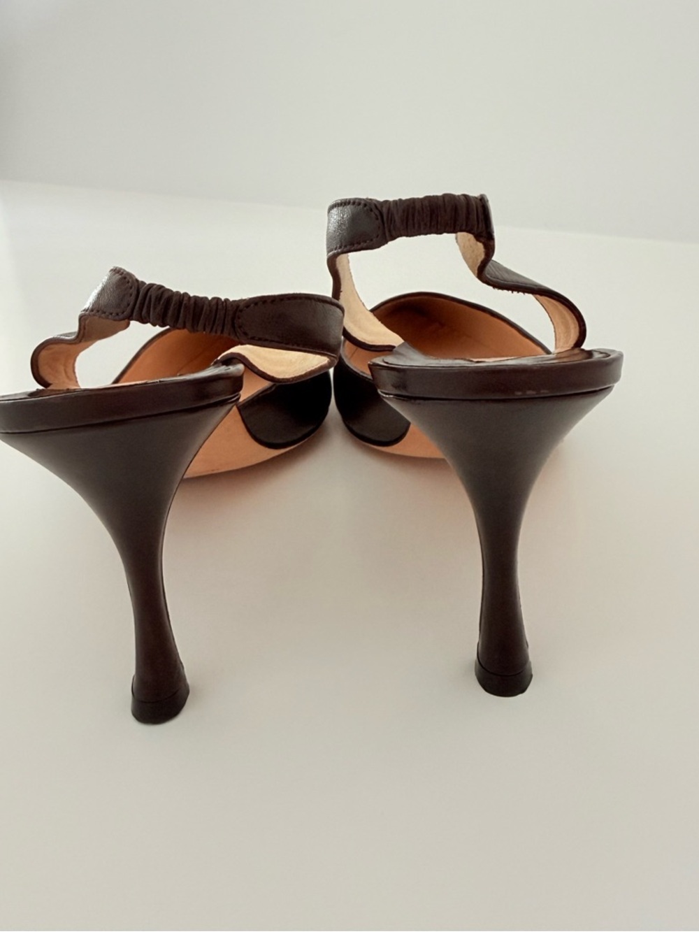 Manolo Blahnik Carolyne Slingback Pumps Dark Brown Leather Kitten Heel EU 40 - Picture 5 of 9